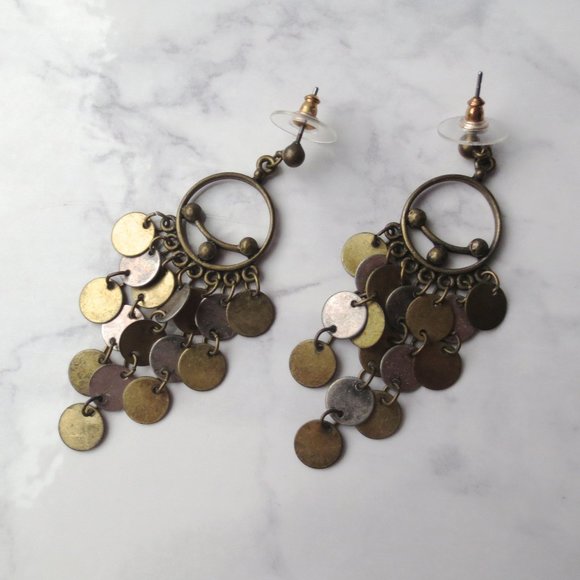 Bohemian Brass Drop Earrings - Picture 1 of 4